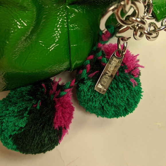 Teen Vogue Green Pink Pom Pom Chain Purse Shoulder Bag Funky Bright Fun - Picture 6 of 8